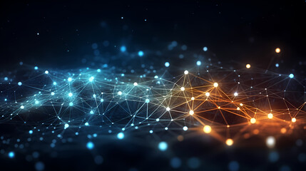 Obraz premium Cyberspace connection, abstract digital network on the background of futuristic particles and data technology