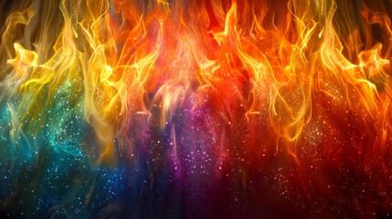 Vibrant Spectrum of Colors in Abstract Flame Background, Warm to Cool Hues