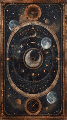 Fototapeta na wymiar Celestial constellations framing a gothic moon phases chart