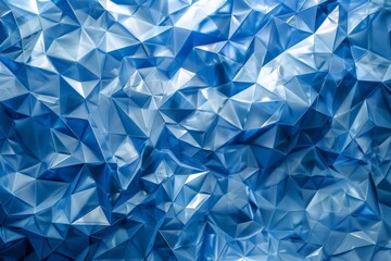 Obraz premium A digital illustration featuring a vibrant blue abstract background covered with numerous small triangles in various shades and sizes creating a dynamic and geometric pattern.