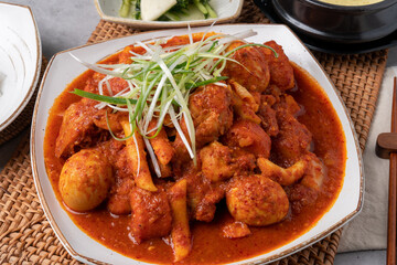 Korean food, Korean don, raw meat, kimchi, steamed, agu, pollack, dried pollack, seafood, braised chicken, side dishes, steamed eggs, squid,
