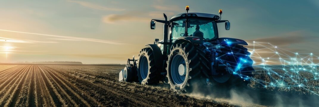 Futuristic tractor in action