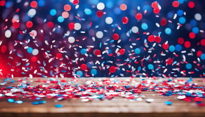 Happy party confetti background with copy space - obrazy, fototapety, plakaty