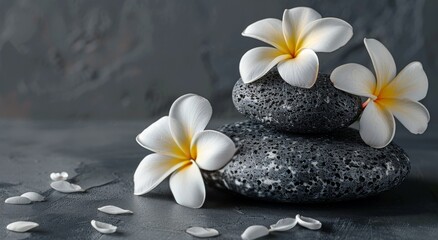 Fototapeta na wymiar Rocks With Flowers on Top