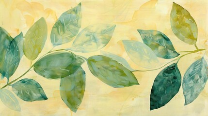 Fresh Leafy Greens A Colorful Painting of Leaves for a Monthly Art Exhibit Generative AI