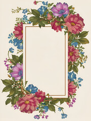 Vintage Floral frame with copy space area. Generative ai