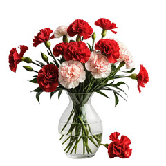 Obraz premium flower in a pot A Touch of Nature: Carnations on Display isolated on transparent background PNG file 