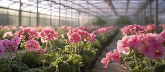 modern planting of flower fields in greenhouses