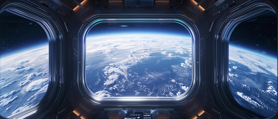 Spacecraft Window View of Earth's Atmosphere