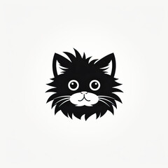 Fototapeta premium Whimsical Monochrome Cat Logo Design with a Minimalist Twist, Created with Generative AI Technology