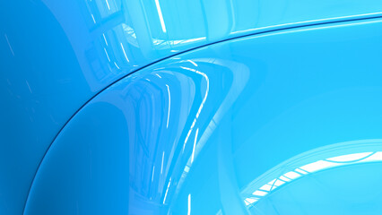 Car paint on a smooth car surface. Blue background, metal paint texture. 3d illustration