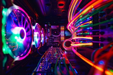 Fototapeta na wymiar Neon Dreams A Glowing Glimpse into the World of PC Gaming Generative AI
