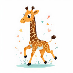 Fototapeta premium Adorable Giraffe Jumping with joy story book cover design