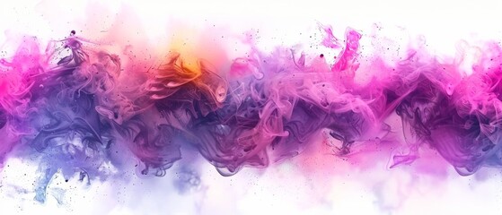 Colorful smoke. Freeze motion of blue and pink powder exploding on white background. Abstract...