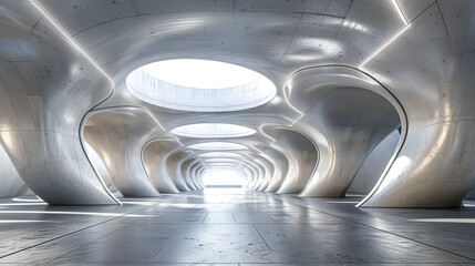 Parametric Halo Kaleidoscope Subway Station with Minimalist Design, created with Generative AI technology