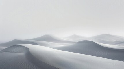 Desert Veiled in Gray captures the stark beauty of a minimalist landscape photography  - obrazy, fototapety, plakaty