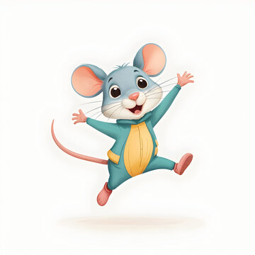 Adorable Mouse Jumping with joy for children books