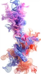 Multi color powder explosion isolated on white background. Colored dust splash cloud on white background.