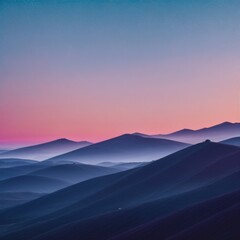 Comfort in blue and pink tones settling over abstract rolling terrain 