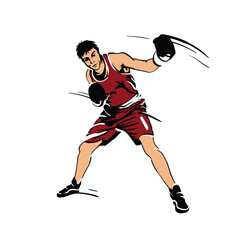 Boxer athlete. Vector silhouette illustration. The character.