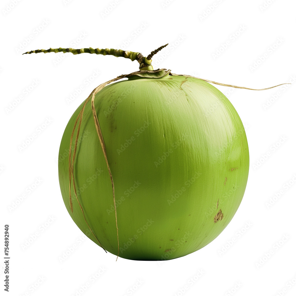 Wall mural Fresh green coconut isolated on transparent, white background - Wall murals