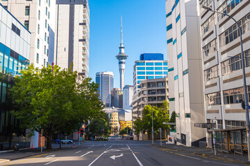 street view of auckland city, new zealand