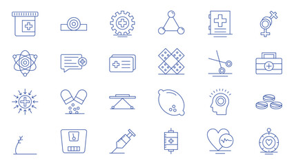 Medical icons set. Health care equipment medical icons set linevector illustration