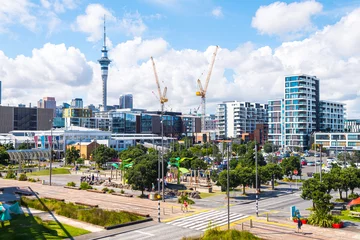 Fotobehang views of auckland harbour and skyline at background © jon_chica