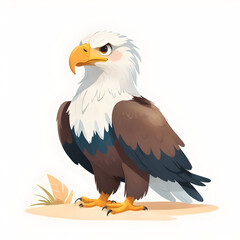 Obraz premium Cartoon Eagle enjoying sunbath for kids story books