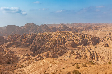 View of the Wadi Musa in which the archaeological site in Petra is located. Jordan.