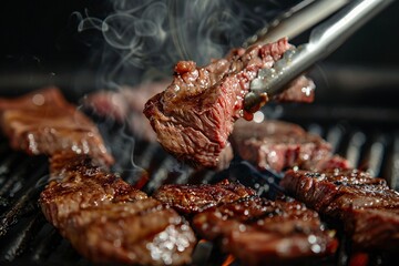 Sizzling Steak Night A Tasty Treat for Grilling Enthusiasts Generative AI - obrazy, fototapety, plakaty