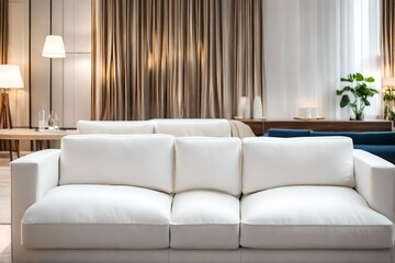modern living room with white sofa set