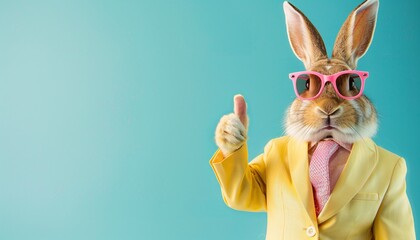 Bunny in Yellow Jacket Gives Thumbs Up Generative AI