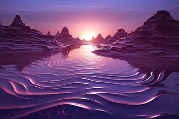 Foto op Plexiglas sci-fi landscapes, light crimson and beige colors, desertwave dreamlike installations, energy-filled background © neirfy