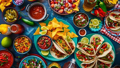Fototapeta premium Taco Tuesday A Culinary Celebration of Mexican Flavors Generative AI