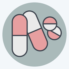 Icon Pills. related to World Cancer symbol. color mate style. simple design editable. simple illustration