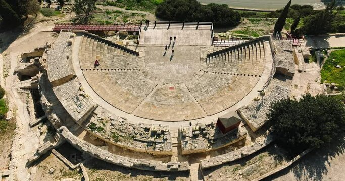 Kourion Amphitheatre. An Impressive Greco-Roman Theatre by the Sea in Limassol, Cyprus.