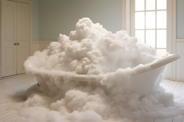 foam bath, foam shower, foam shower in the bathroom
