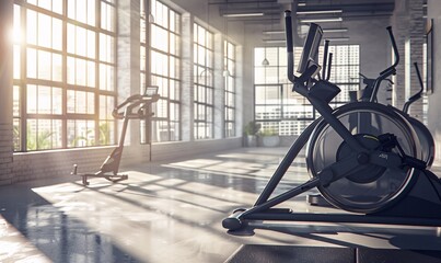 Spinning into Fitness A Gym's Sunlit Spin Class Generative AI