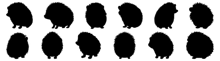 Hedgehog silhouette set vector design big pack of illustration and icon