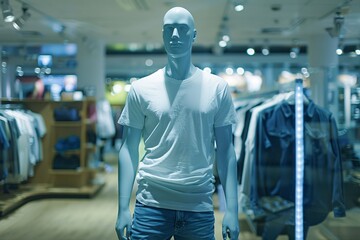 Mannequin Monday Blue Jeans and White Tee Generative AI