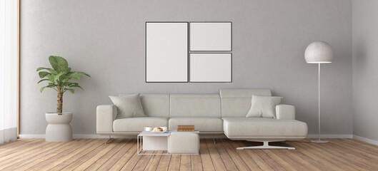 Modern living room interior with blank canvas