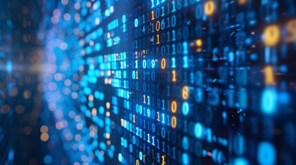 A computer screen with a blue background and yellow and orange numbers. The numbers are arranged in a grid pattern