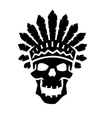 Indian chief skull, logo, symbol.