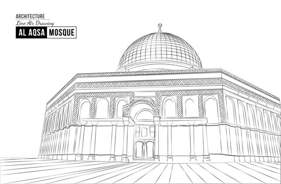 Al Aqsa mosque line art | Dynamic line draw design vector | Al Aqsa mosque | Al Aqsa mosque drawing | Building line art