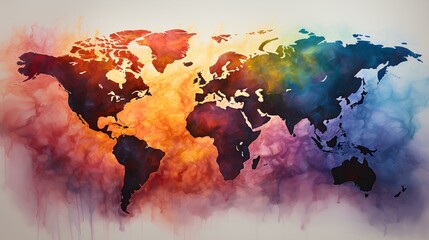 colorful map of the world - obrazy, fototapety, plakaty