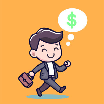 Businessman making money cartoon stock illustration