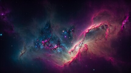 Vividly shining stars amidst swirling nebulae in a cosmic dreamscape 