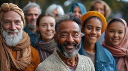 Large group of happy multiethnic and multi-generation people