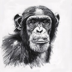Chill Monkey A Cool Drawing of a Chimp with a Beard Generative AI - obrazy, fototapety, plakaty